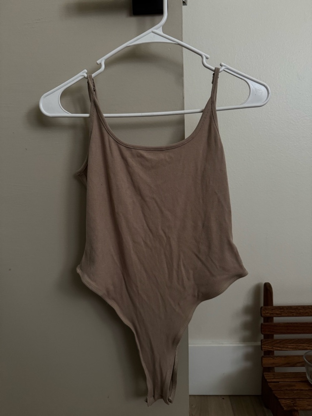 SHEIN Taupe Ribbed Tank Bodysuit